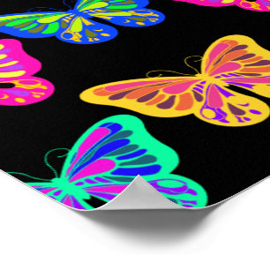 Butterflies Lepidopterous Vaporwave Vibrant Colour Poster