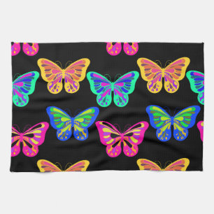 Butterflies Lepidopterous Vaporwave Vibrant Colour Tea Towel
