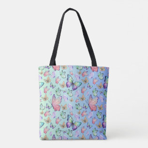 Butterflies Linear Gradient Background Pattern Tote Bag