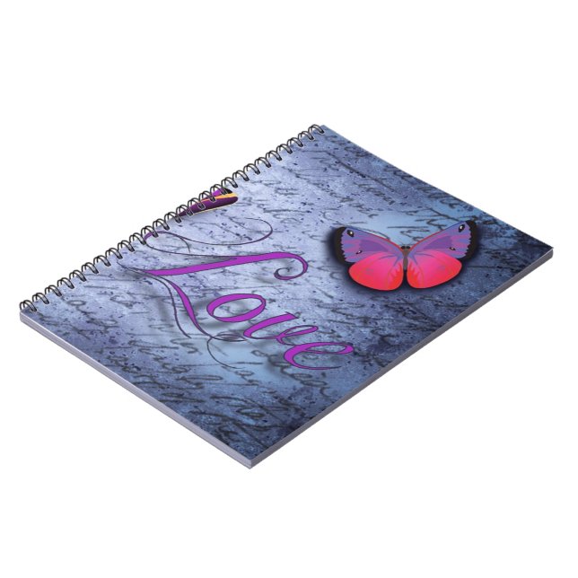 Butterflies love blue notebook (Left Side)