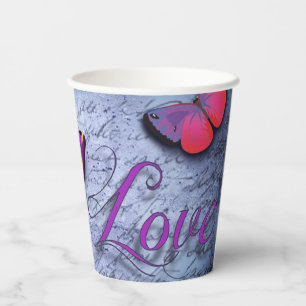 Butterflies love blue paper cups