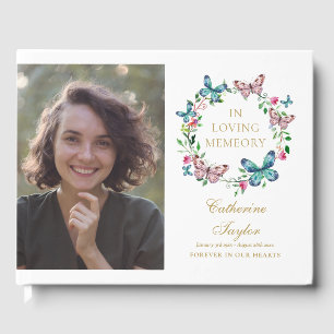 Butterflies Loving Memory Memorial Funeral Photo Guest Book