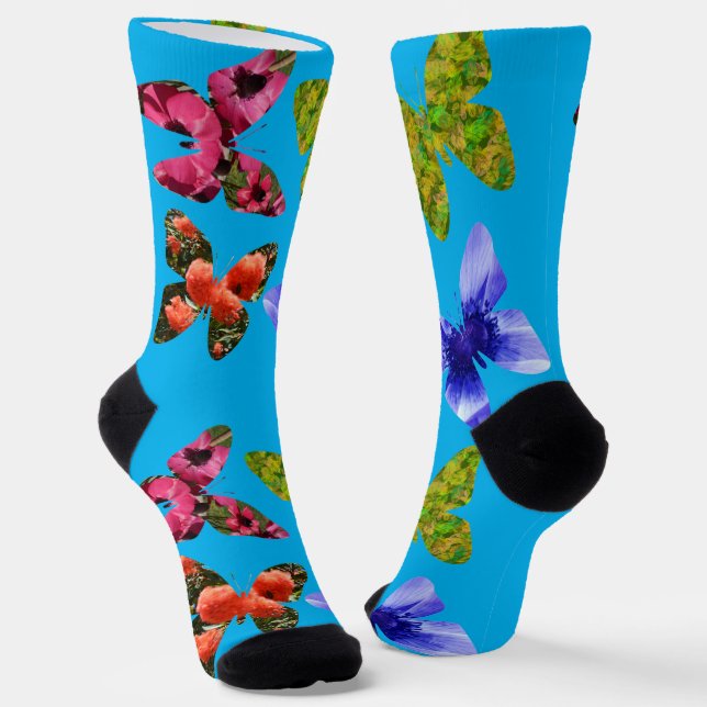 Butterflies Made From Flowers, Crew Socks (Angled)