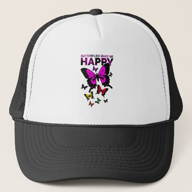 Butterflies Make Me Happy Trucker Hat (Front)
