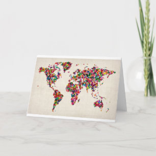 Butterflies Map of the World Map Card