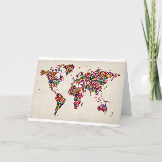 Butterflies Map of the World Map Card (Front)