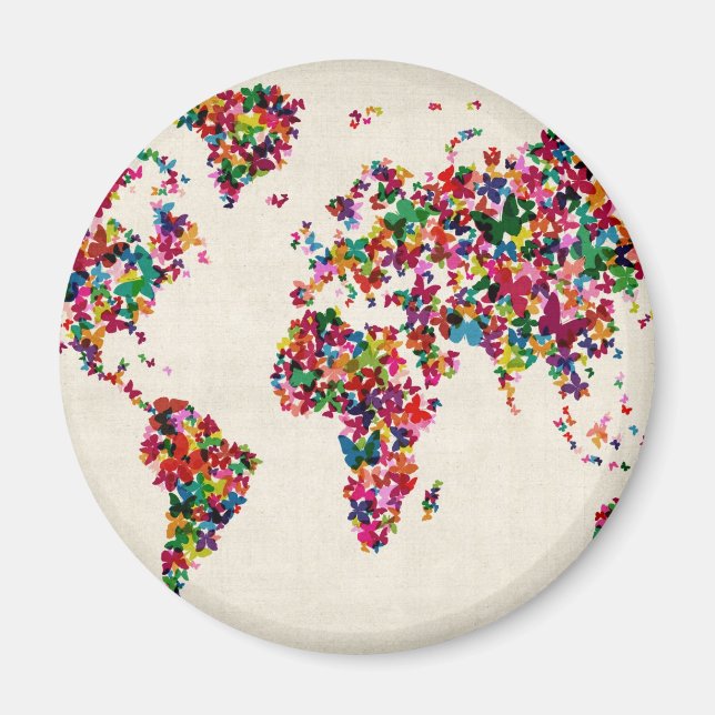 Butterflies Map of the World Map Magnet (Front)