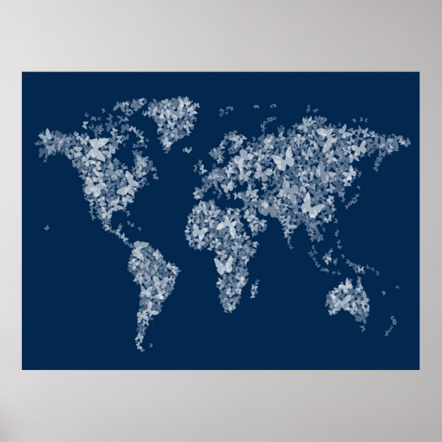 Butterflies Map of the World Map Poster (Front)