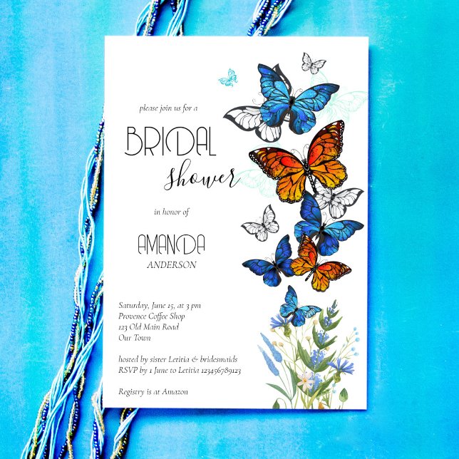 Butterflies meadow flowers bridal shower invite (Creator Uploaded)