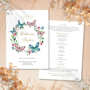 Butterflies Memorial Funeral Order Of Service Programme