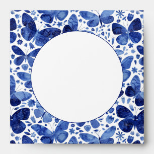 Butterflies Modern Watercolor Indigo Blue Envelope