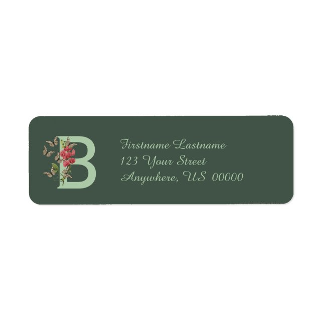 Butterflies Monogram Initial B Return Address  (Front)