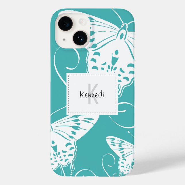 Butterflies Monogram Pattern Case-Mate iPhone Case (Back)