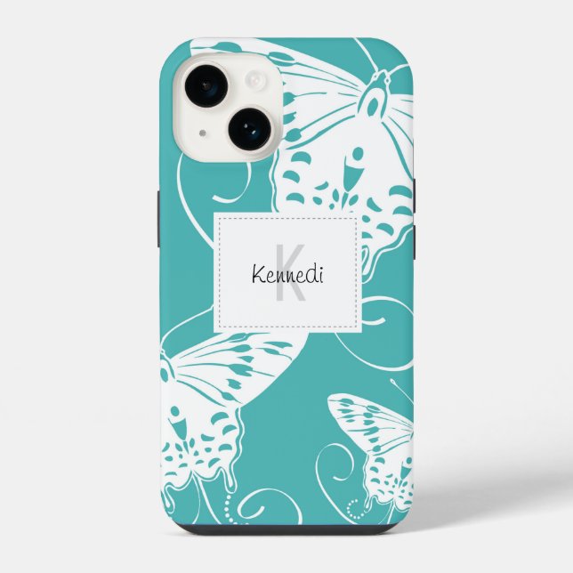 Butterflies Monogram Pattern iPhone Case (Back)
