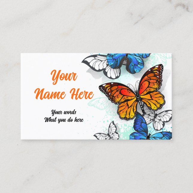 Butterflies Morpho and Monarchs Business Card (Front)