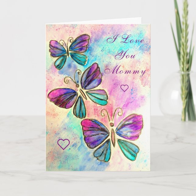 Butterflies Mother's Day Card - I Love You Mummy (Front)