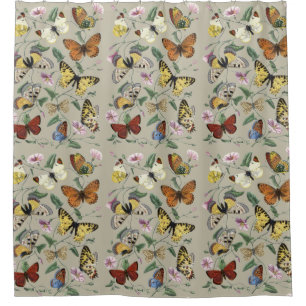Butterflies & Moths Nature Illustration Collection Shower Curtain