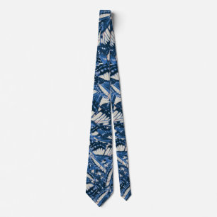 Butterflies motif collage pattern tie