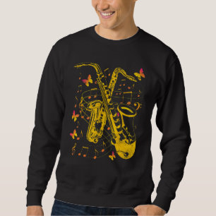 Butterflies Music Notes Saxophonist Jazz Musician Sweatshirt