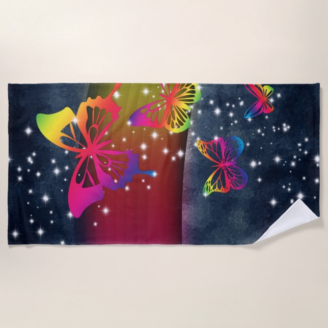 Butterflies n Rainbows Beach Towel (Front)