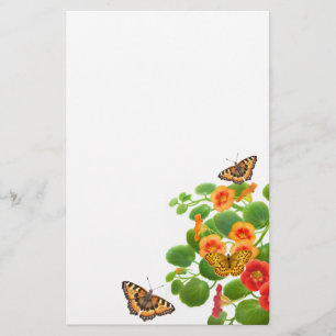 Butterflies & Nasturtium Flowers Stationery