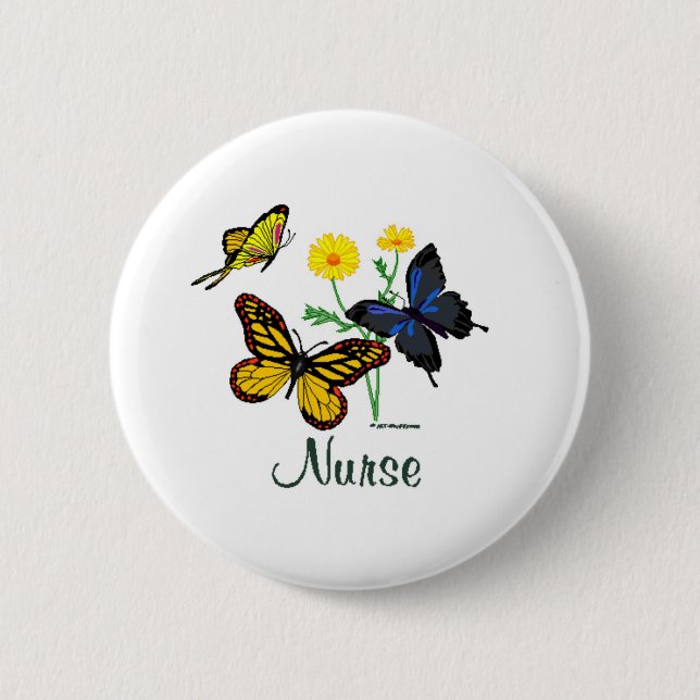 Butterflies Nurse 6 Cm Round Badge (Front)
