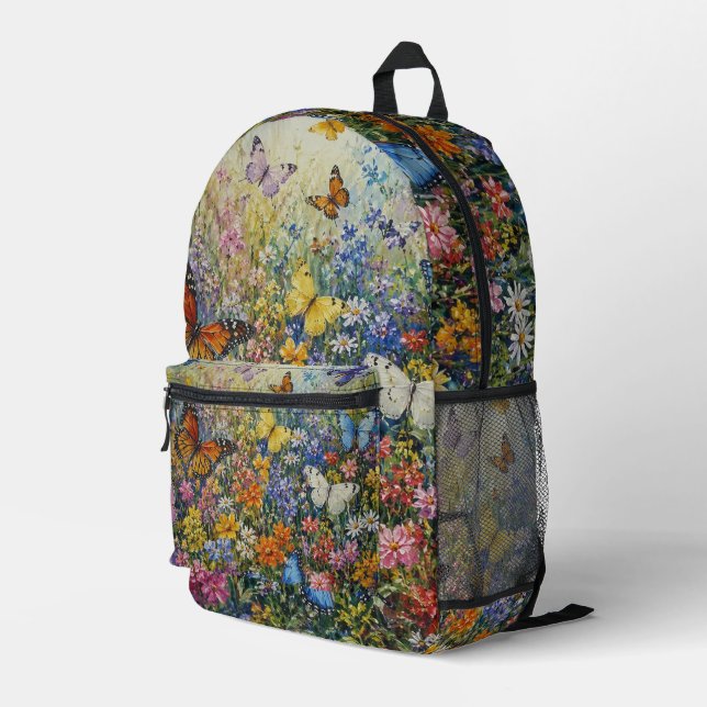 Butterflies of Paradise – A Colourful Wildflower  Printed Backpack (Back Corner Right)