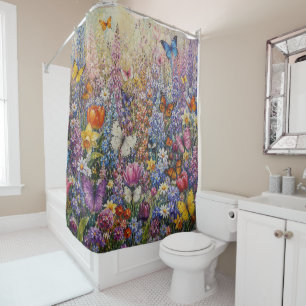 Butterflies of Paradise – A Colourful Wildflower Shower Curtain