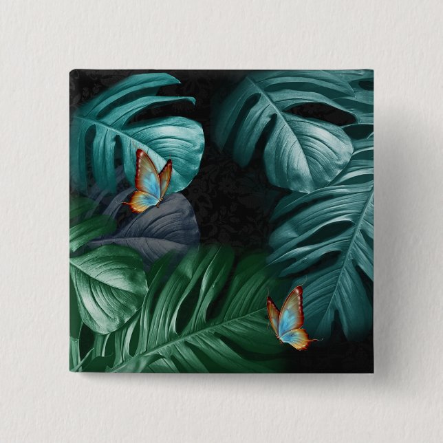 Butterflies of Paradise/Tropical Turquoise Splash 15 Cm Square Badge (Front)