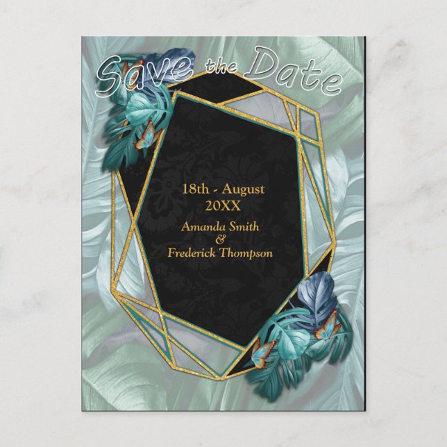 Butterflies of Paradise/Tropical Turquoise Splash Announcement Postcard (Front)