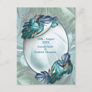 Butterflies of Paradise/Tropical Turquoise Splash Announcement Postcard