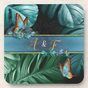 Butterflies of Paradise/Tropical Turquoise Splash Coaster