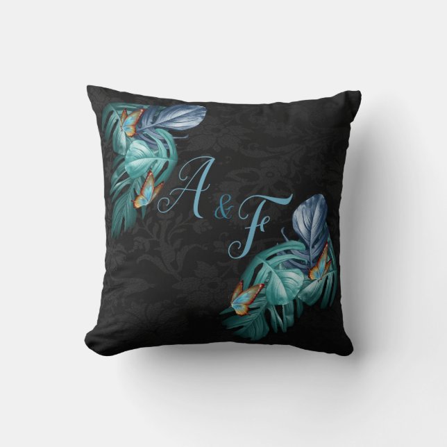 Butterflies of Paradise/Tropical Turquoise Splash Cushion (Front)