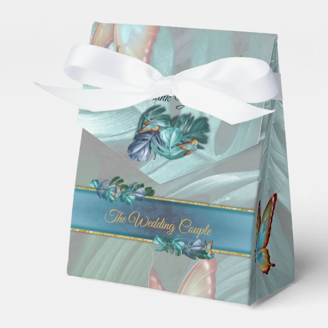 Butterflies of Paradise/Tropical Turquoise Splash Favour Box (Front Side)