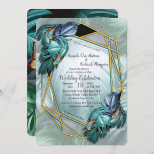 Butterflies of Paradise/Tropical Turquoise Splash Invitation