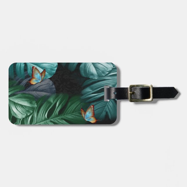 Butterflies of Paradise/Tropical Turquoise Splash Luggage Tag (Front Horizontal)