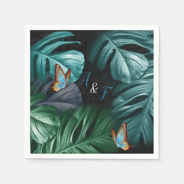 Butterflies of Paradise/Tropical Turquoise Splash Napkin (Front)