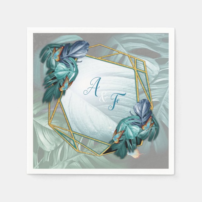 Butterflies of Paradise/Tropical Turquoise Splash Napkin (Front)