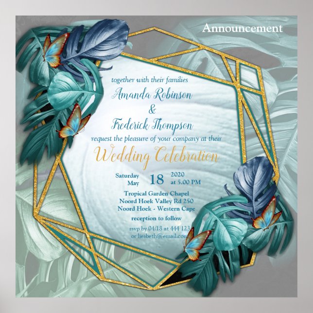 Butterflies of Paradise/Tropical Turquoise Splash Poster (Front)