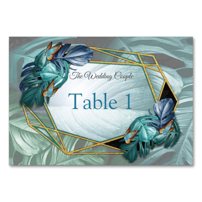 Butterflies of Paradise/Tropical Turquoise Splash Table Number (Front)
