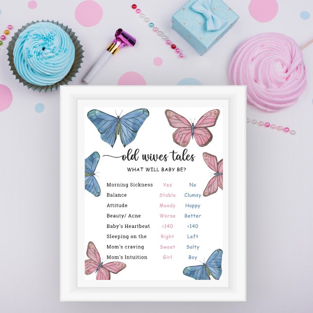 Butterflies - Old Wives Tales Gender Reveal Board  Poster (Creator Uploaded)