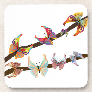 Butterflies on a Branch Coaster