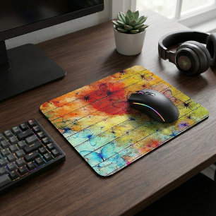 Butterflies on a Colourful Rustic Wood Mouse Mat