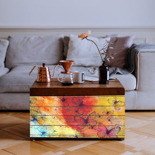 Butterflies on a Colourful Rustic Wood Tissue Paper