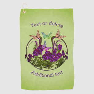 Butterflies On Abstract Flower Art Personalised  Golf Towel