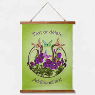 Butterflies On Abstract Flower Art Personalised Hanging Tapestry