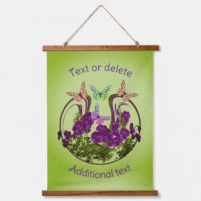 Butterflies On Abstract Flower Art Personalised Hanging Tapestry (Front)