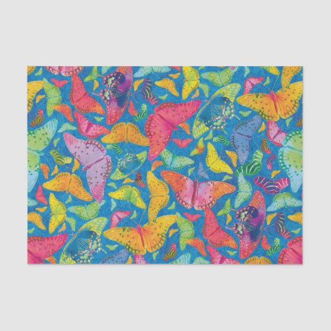 Butterflies on Blue Flutterby Summer Tissue Paper (Front)