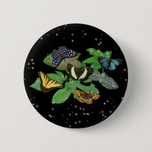 Butterflies on Leaves 6 Cm Round Badge