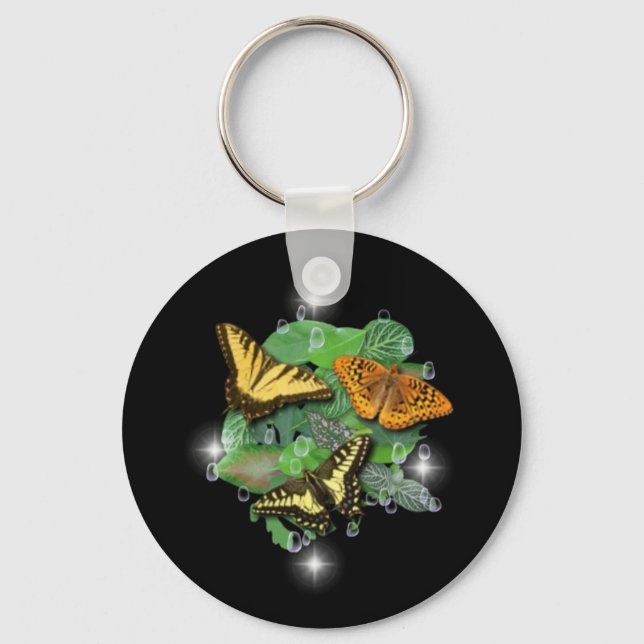 Butterflies on Leaves Key Ring (Front)